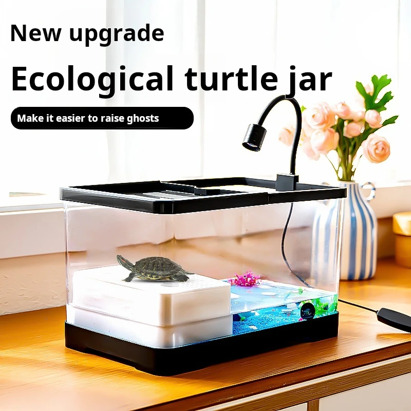 Large Gold Fish Tank Turtle tank Rectangle Ecological Rainforest Reptile Habitat Explosion-Proof Plastic Aquarium Nutritious