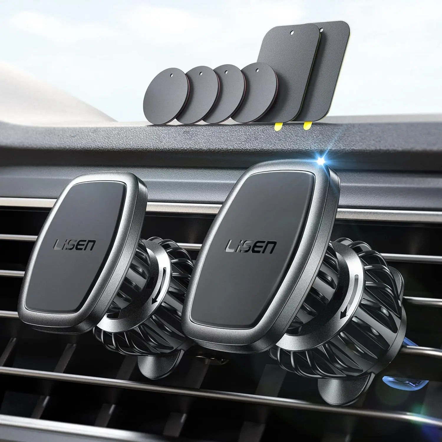 

Dual Magnetic Car Vent Phone Mount Six Strong Magnets Universal Fit Gift