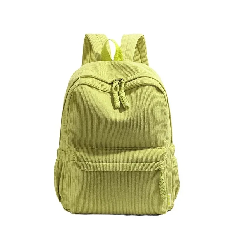 New Solid Color Corduroy Backpack for Students Casual Striped Velvet Backpack 14 Inch Computer Storage Bags for Women