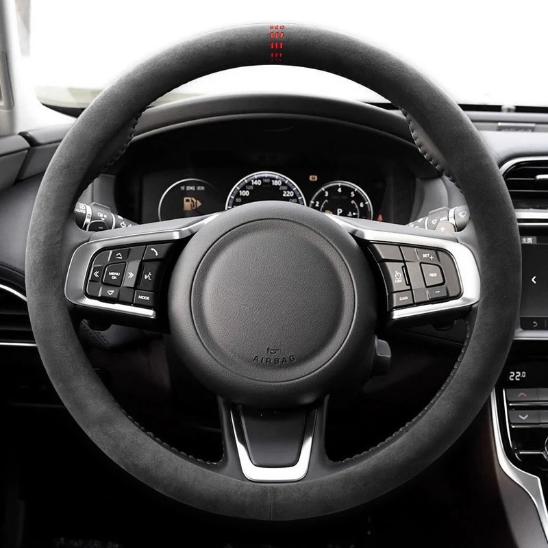 

For Jaguar XEL XFL F-APCE XJ F-TYPE EX E-PACE Non-Slip Four Season Universal Suede Steering Wheel Cover Car Interior Accessory