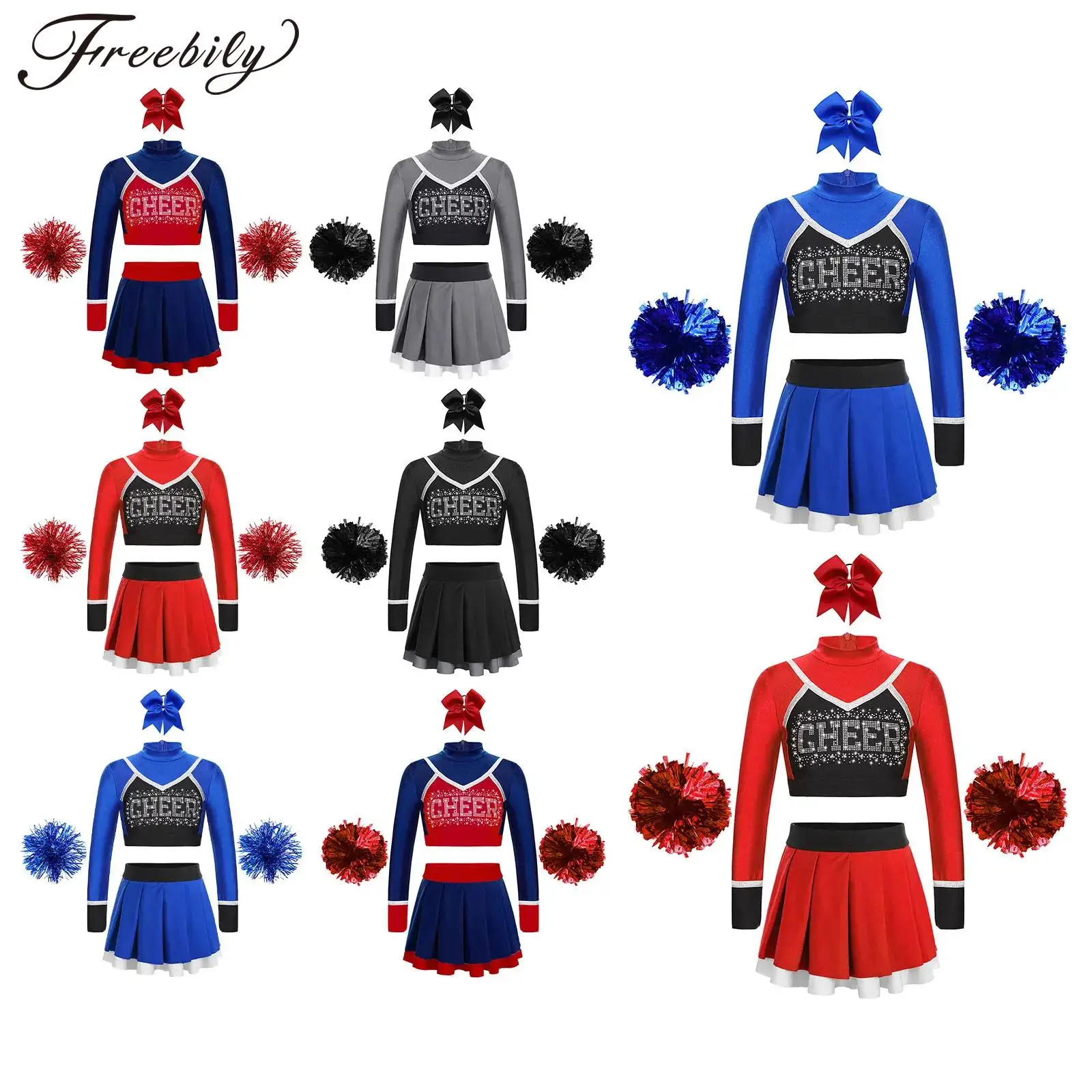 

School Girls Halloweeen Party Cheerleader Costumes Cosplay Teamwear Cheering Team Cheer Dance Outfits Cheerleading Uniform