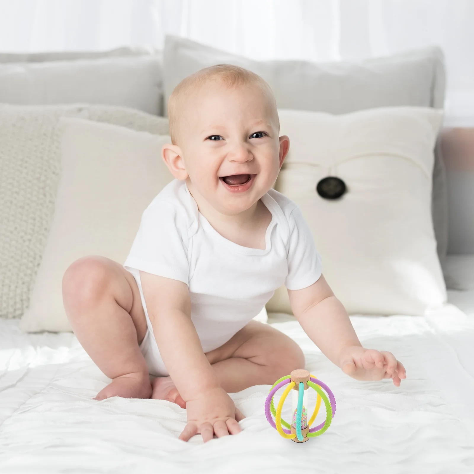 

Детский силиконовый прорезыватель в форме шара, мягкая текстурированная пустышка для жевания младенцев, помощь для сенсорного развития, игрушка для новорожденных, прорезыватель