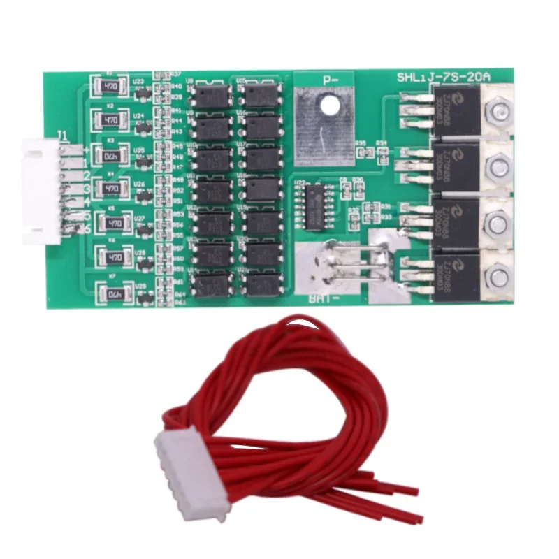 1PCS Bms 7S Li-ion Lithium 18650 Battery Protection Board 24V 20A Battery Balancer Automatic Protection For arduino Board Module