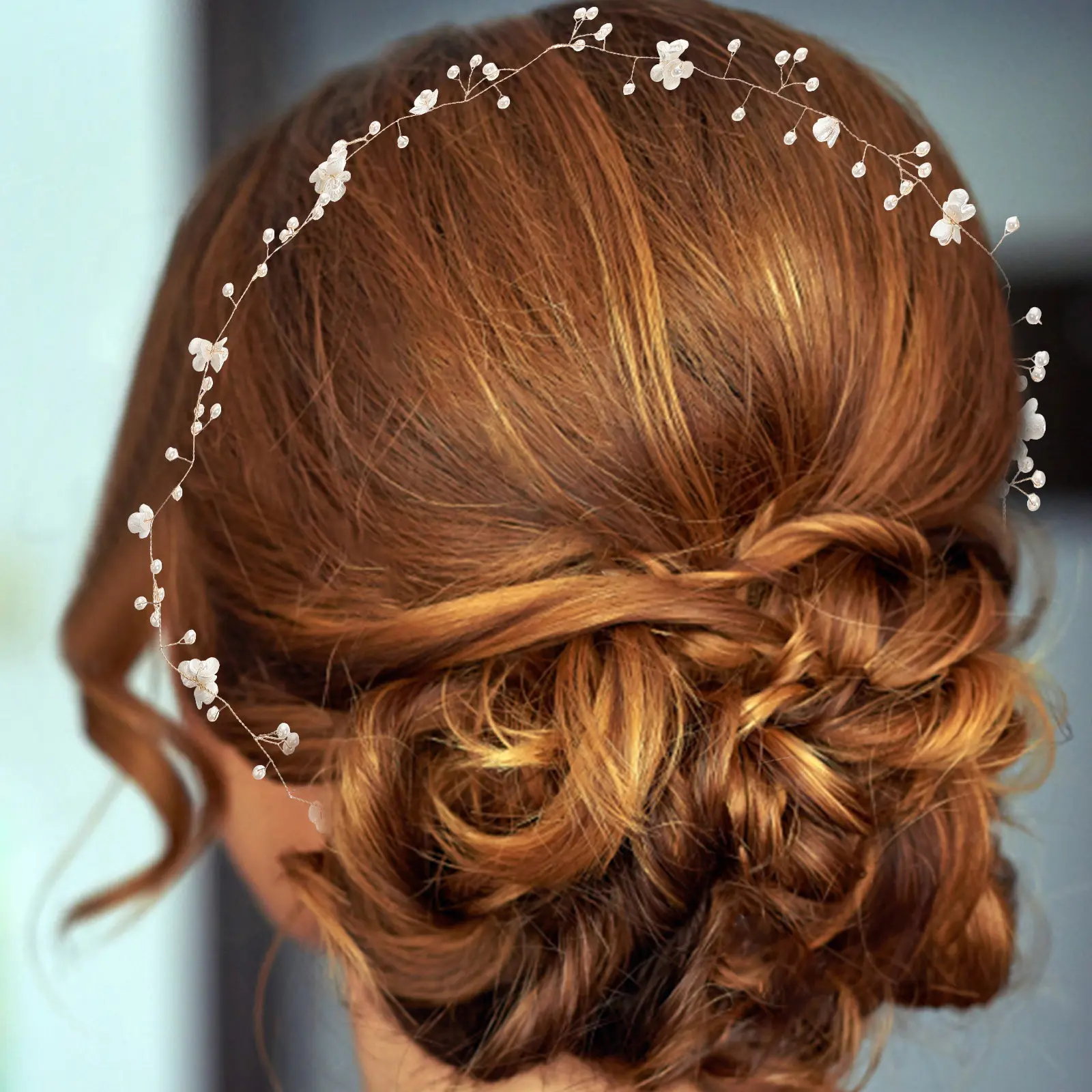 

Премиальная свадебная повязка на голову с искусственным жемчугом и стразами, легкая, элегантная, с цветочным дизайном, украшение для волос для женщин на свадьбу