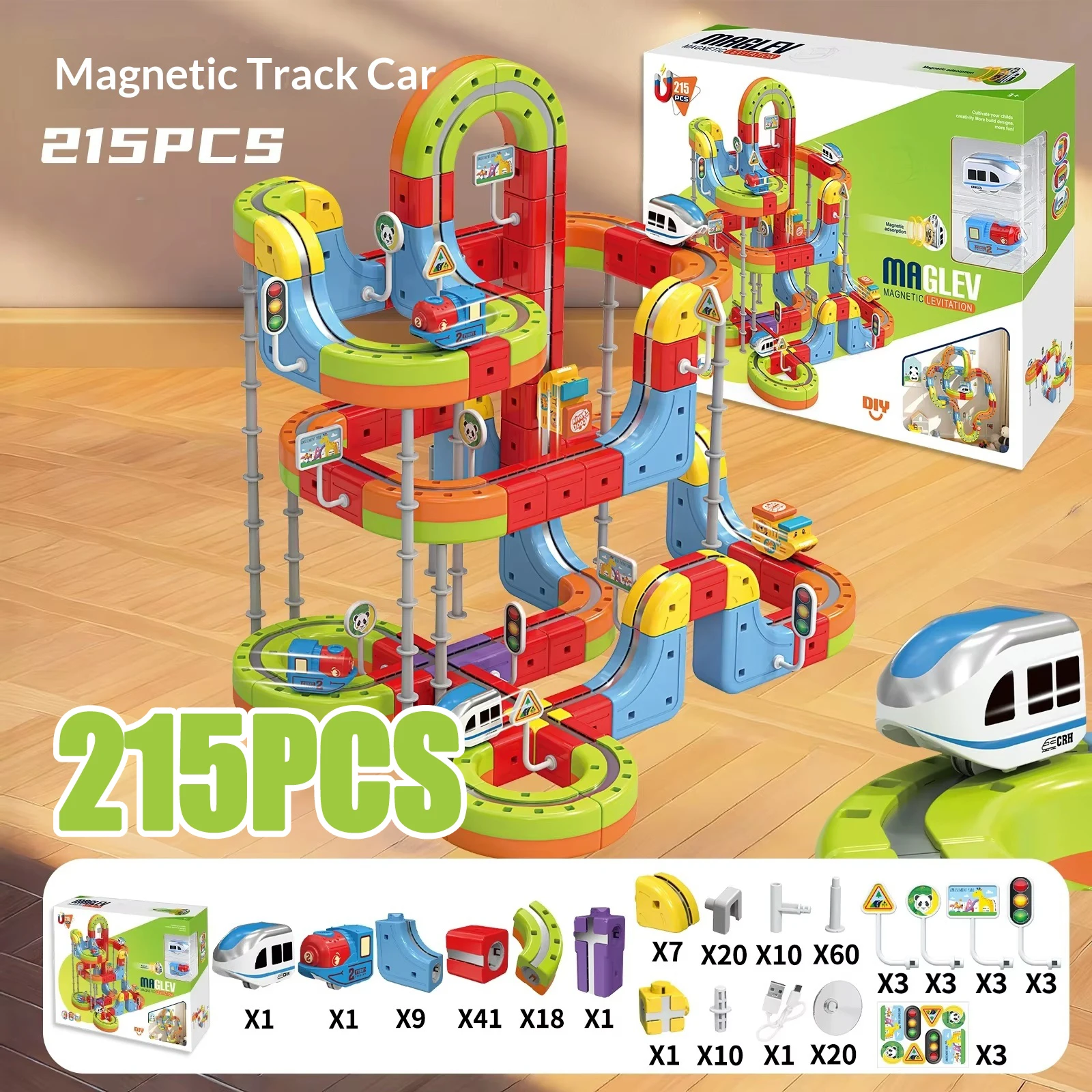 

Набор из 215 деталей: Детский антигравитационный магнитный трек-поезд, гибкая изменяемая волшебная железная дорога, электрический конструктор для детей, игрушка-подарок