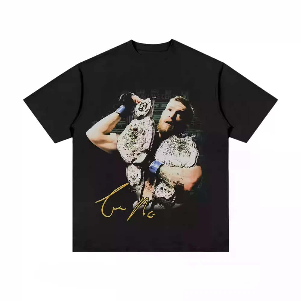 Camiseta con Estampado del Cinturón de Conor McGregor de UFC para Hombre, Estilo Harajuku, Holgada, Y2K, Algodón, Ropa Urbana, Vintage, Informal, para Uso Diario