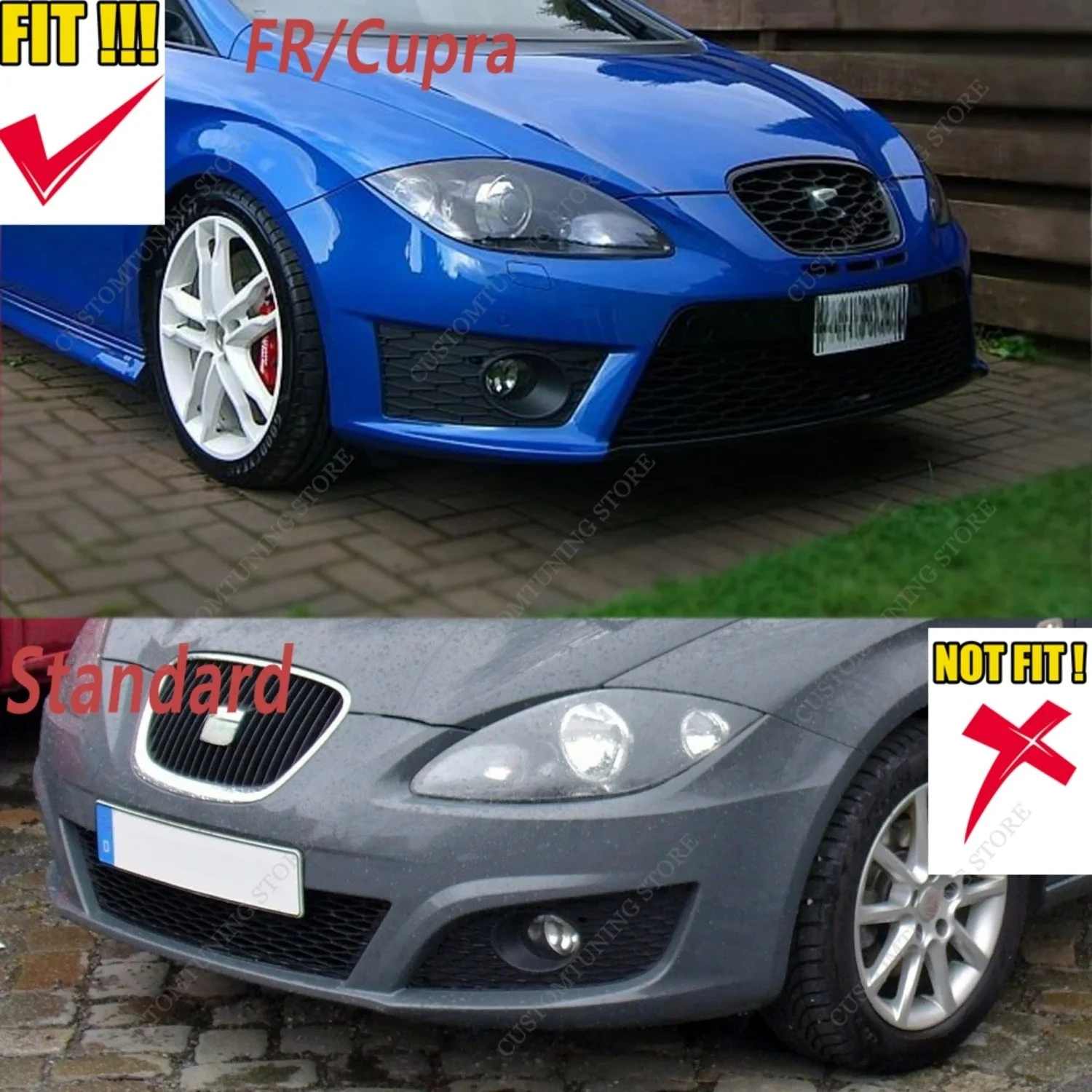 Car Front Bumper Lip Spoiler Splitter Diffuser For Seat Leon MK2 2.5 FR Cupra 2010-2012 Facelift Air Blade Bodykits Tuning view 6