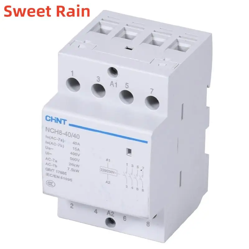 

CHINT Modular AC Contactor NCH8-40/40 4 Normally Open Household Communication Contactor 220V 40A DIN Rail Type Contactor