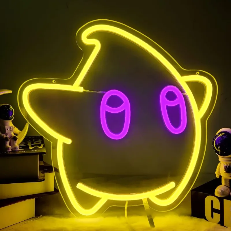 

Star Neon Sign Yellow Falling Star Jump Girl Comics Kaws Neon Sign For Kids Game Room Super Star Gaming Wall Decor