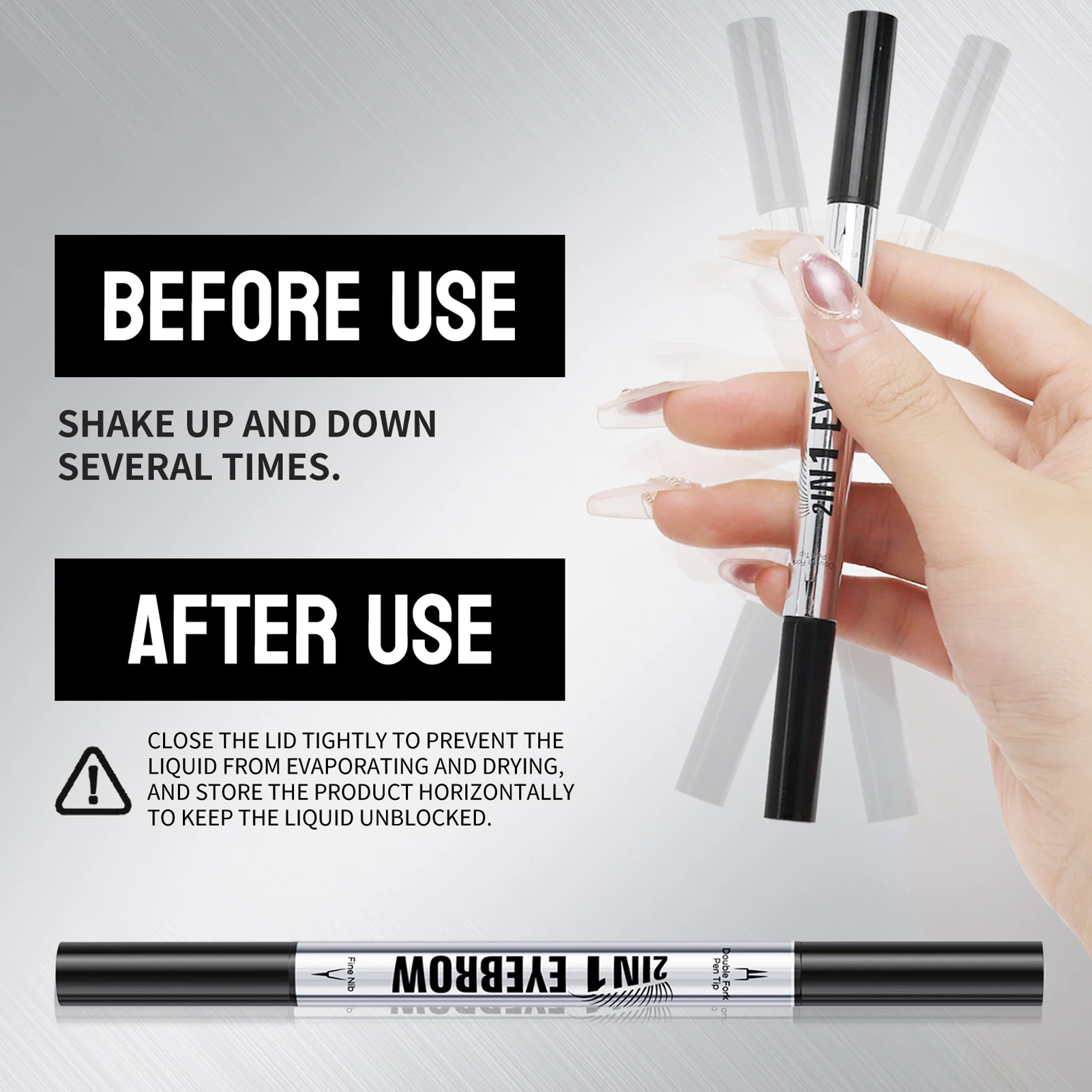 Microblading Eyebrow Pen 2 In 1 Waterproof Eyebrow Pencil And Eyebrow Brush,Professional Long-lasting Eyes Liner Makeup Tool
