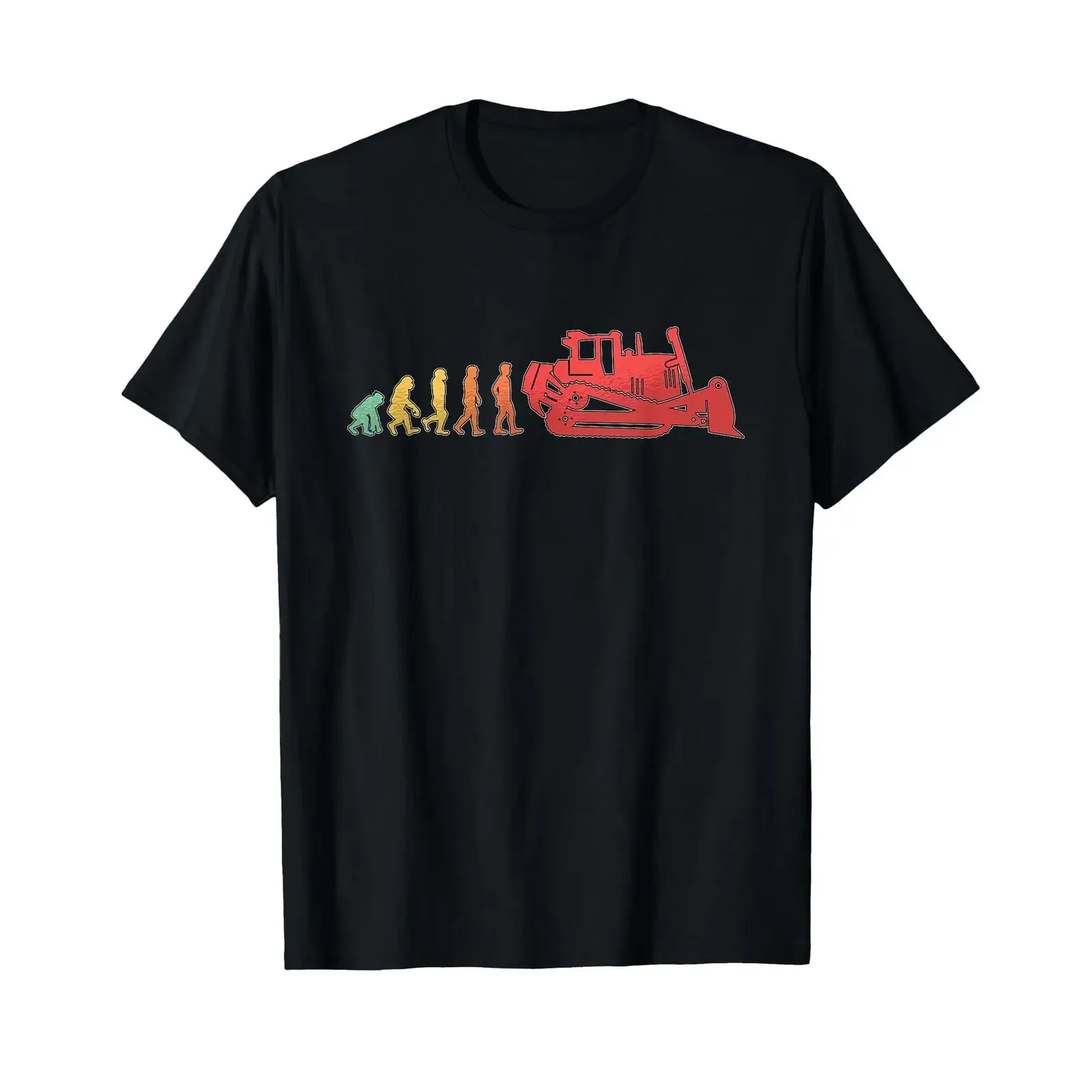 Bulldozer Evolution Retro Construction Vehicles T Shirt black vintage Washed Stylish designer clothes Versatile Slightly