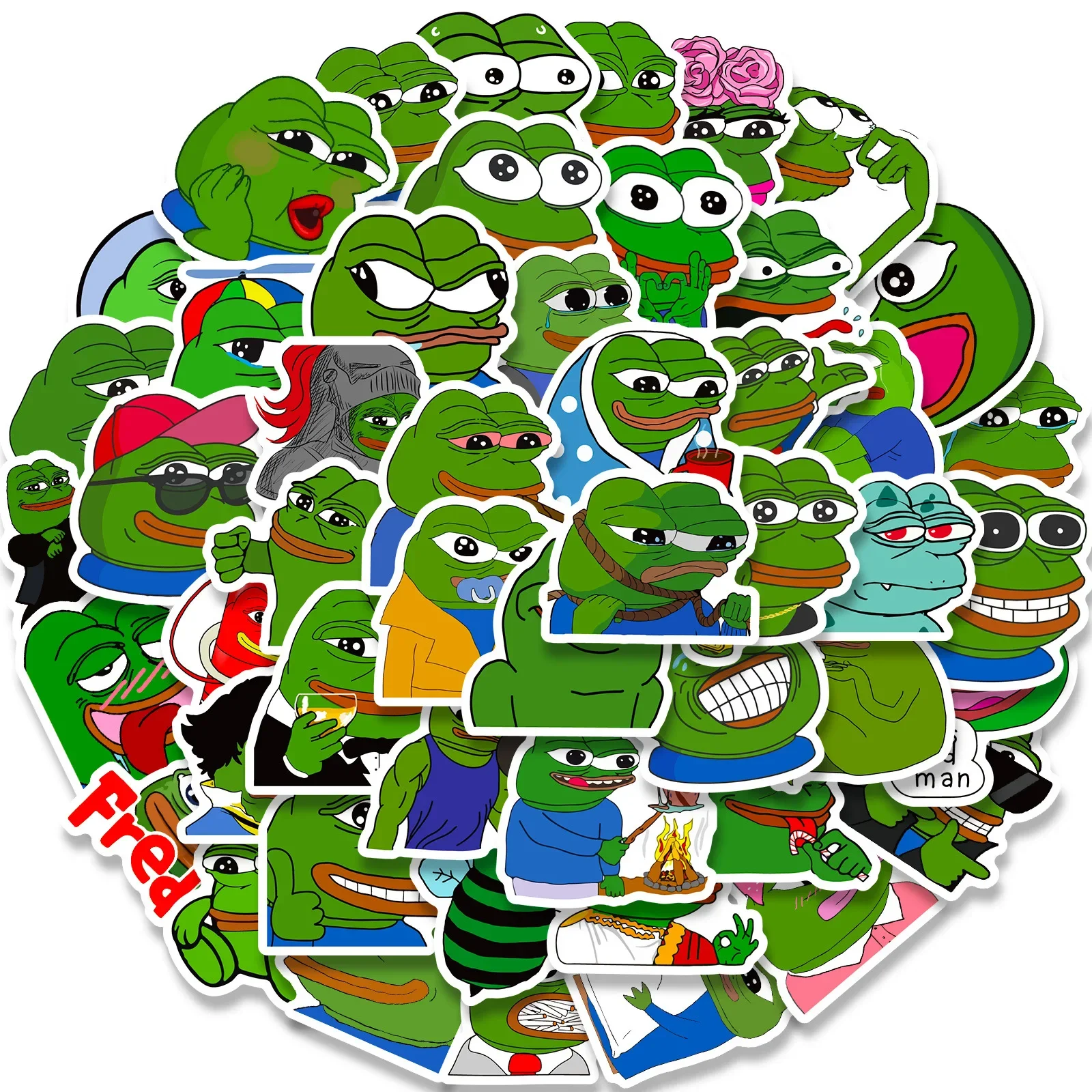 Cute Frog Cartoon Sticker para crianças, laptop, bicicleta, skate, capacete, caixa de presente, brinquedos Graffiti, 10 pcs, 30 pcs, 50pcs