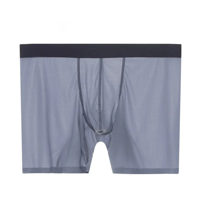 

Мужское нижнее белье Boxy, ультратонкие прозрачные быстросохнущие спортивные трусы в рубчик из ледяного шелка, молодежные шорты-боксеры со средней посадкой и U-образной выпуклой сумкой