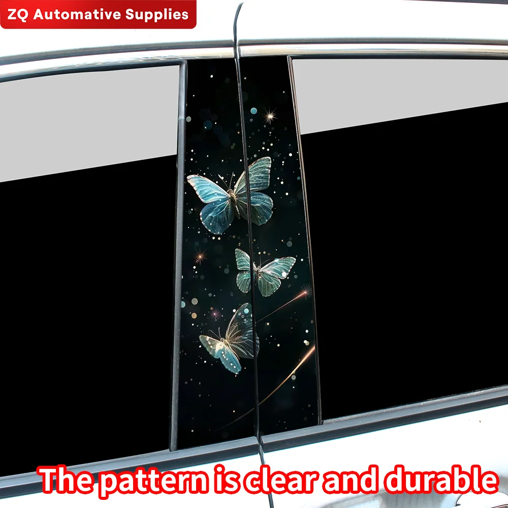 Pretty Butterflies Car Stickers Funny Auto B Pillar Waterproof Decoration DIY Cover Car Doors Pillar Sunscreen Decals Accessorie
