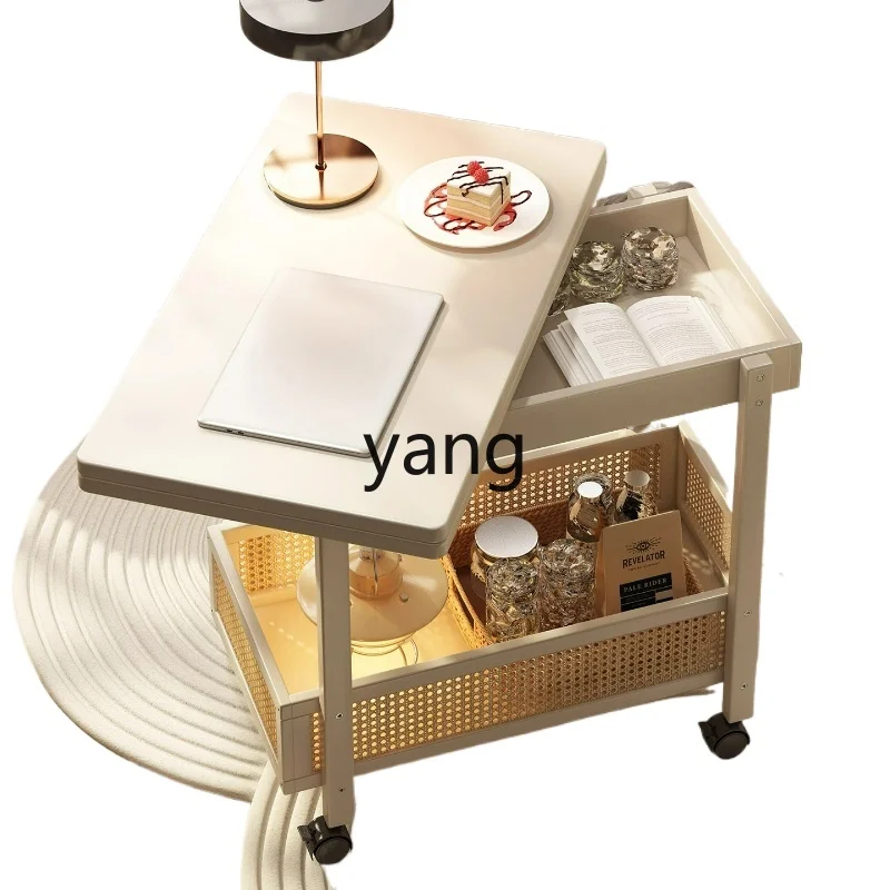 

LTT folding edge few ornaments floor-to-ceiling storage trolley French cream style household retractable small table