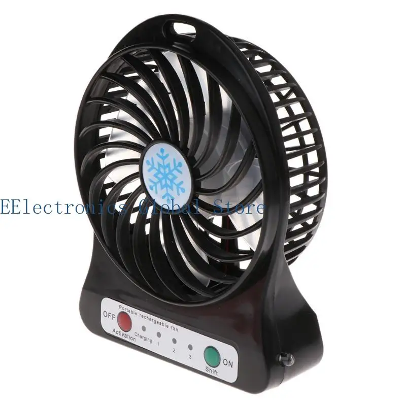 462B Portable Outdoor LED Light Fan Air Cooler Mini Desk USB Fan With 18650 Battery