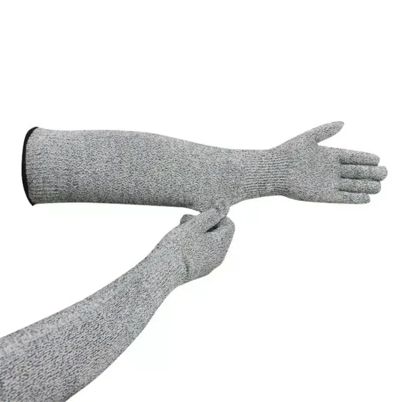 1Pair Level 5 HPPE Safety Sleeves Anti Cut Arm Puncture Gloves Cutting Resistant Bracers Protector Household Breathable Gloves
