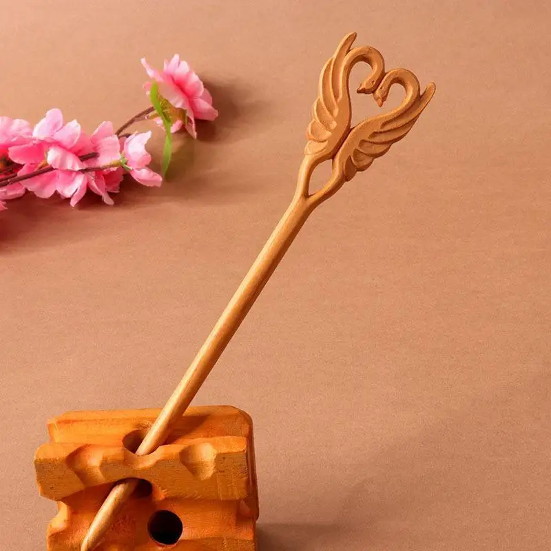 Haarnadel aus Pfirsichholz mit doppelseitigen Schnitzereien, antiker Stil, Hochfrisur-Accessoire, geeignet für Damen, Cheongsams, Hanfu-Haaraccessoires. – Detail 2