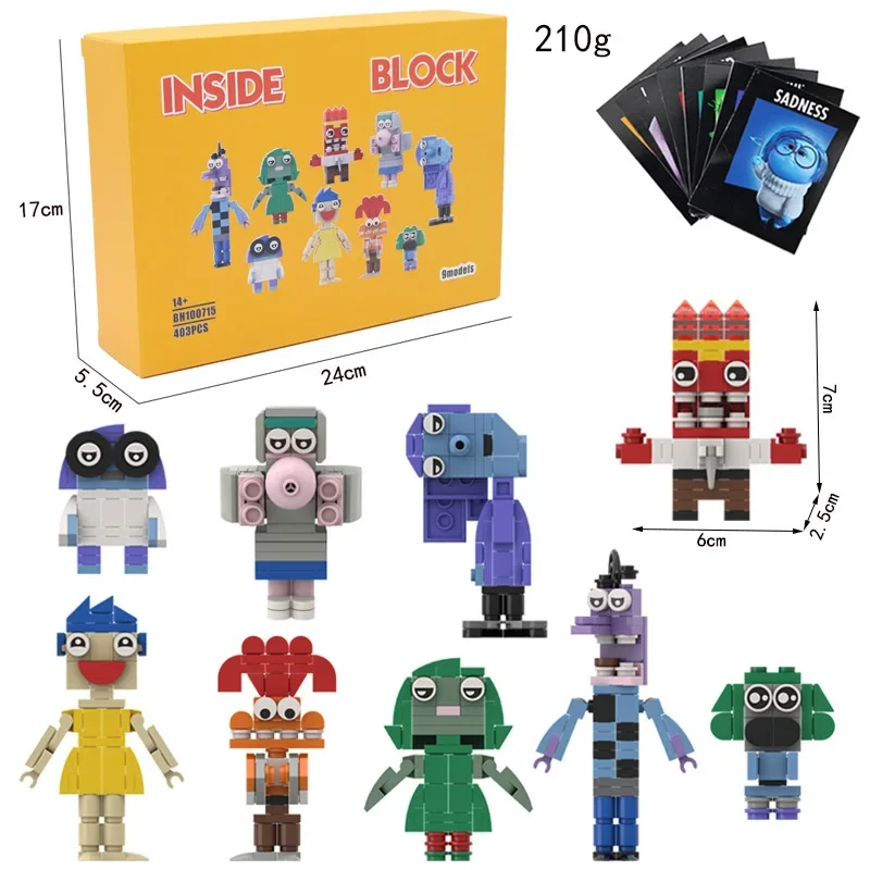 Inside Out Toy Building Blocks Movie Game Peripheral Hand Action Figure Decoration Doll Card Gift