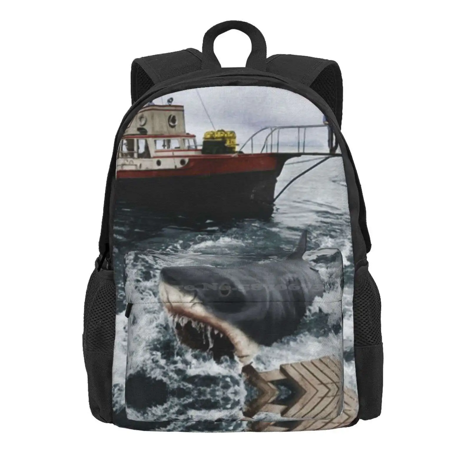 Jaws Photography Hot Sale Schoolbag Backpack Fashion Bags Jaws Shark The Orca Steven Spielberg 1975 Vintage Old School Old