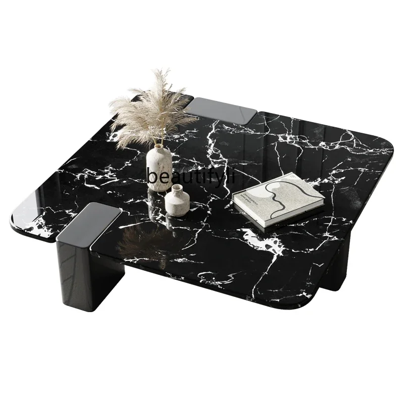 

Italian minimalist marble coffee table living room tea table rectangular high-end tea table