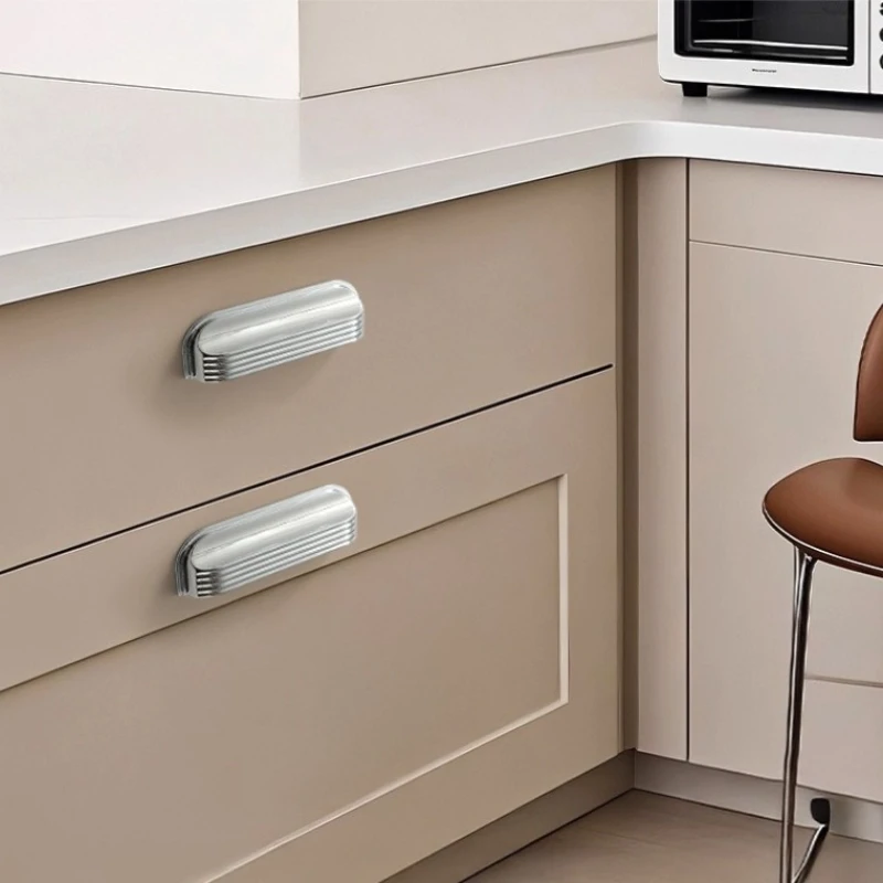 French Furniture Handles Bright Silver Handles for Wardrobe and Drawer Zinc Alloy Kitchen Cabinet Handles Shoe Cabinets Pulls