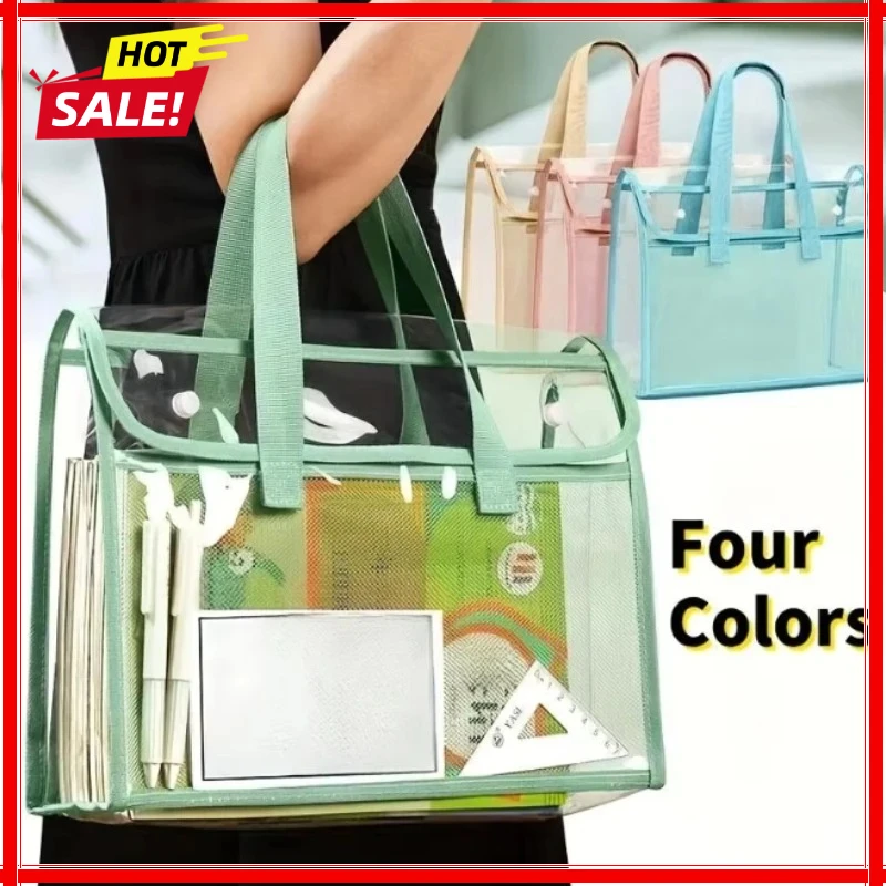 

1 портативная прозрачная водонепроницаемая папка большой вместимости, расширяемая сумка для хранения файлов, самоклеящаяся папка из ПВХ для документов.