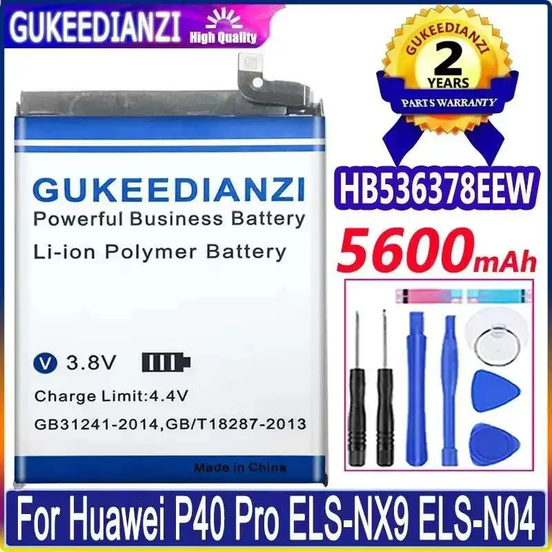

5600Mah For Huawei P40 Pro Els-NX9 Els-N04 HB536378EEW Premium Replacement Mobile Phone Battery Reliable Power Supply