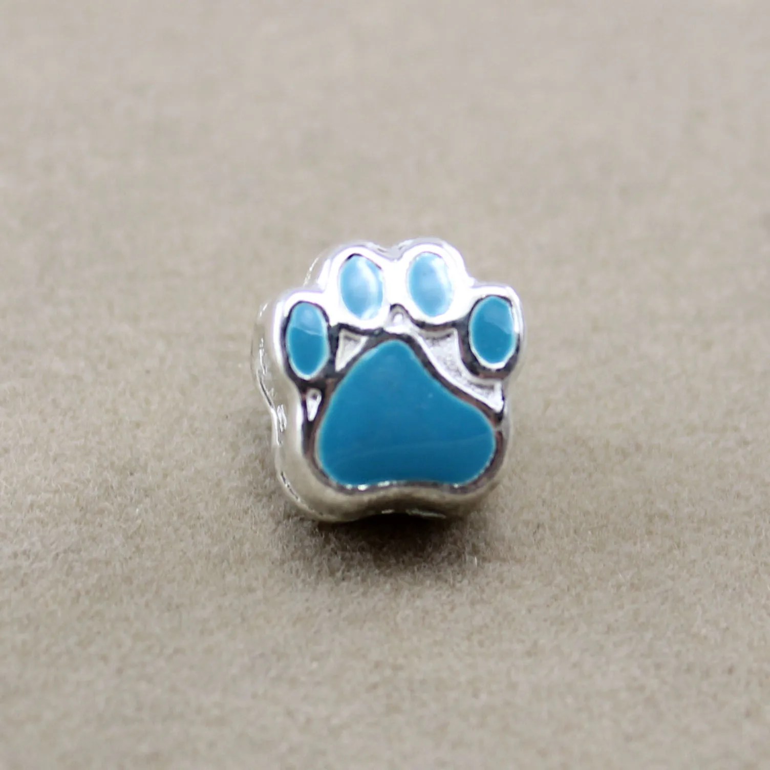 20Pcs/Lot Fashion Cute Bear Footprint Alloy Oil Droplets Beads Murano Charm fit Pandora Diy  Bracelet Handmade Jewelry Making