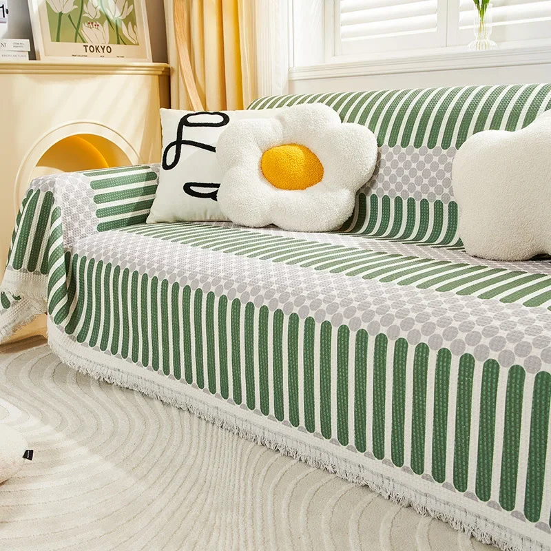 

New Grid Sofa Cover Blanket Universal Fast Non Slip Cover Cloth Towel Small Fresh Style Oversized Sofa Towel Delicate Touch