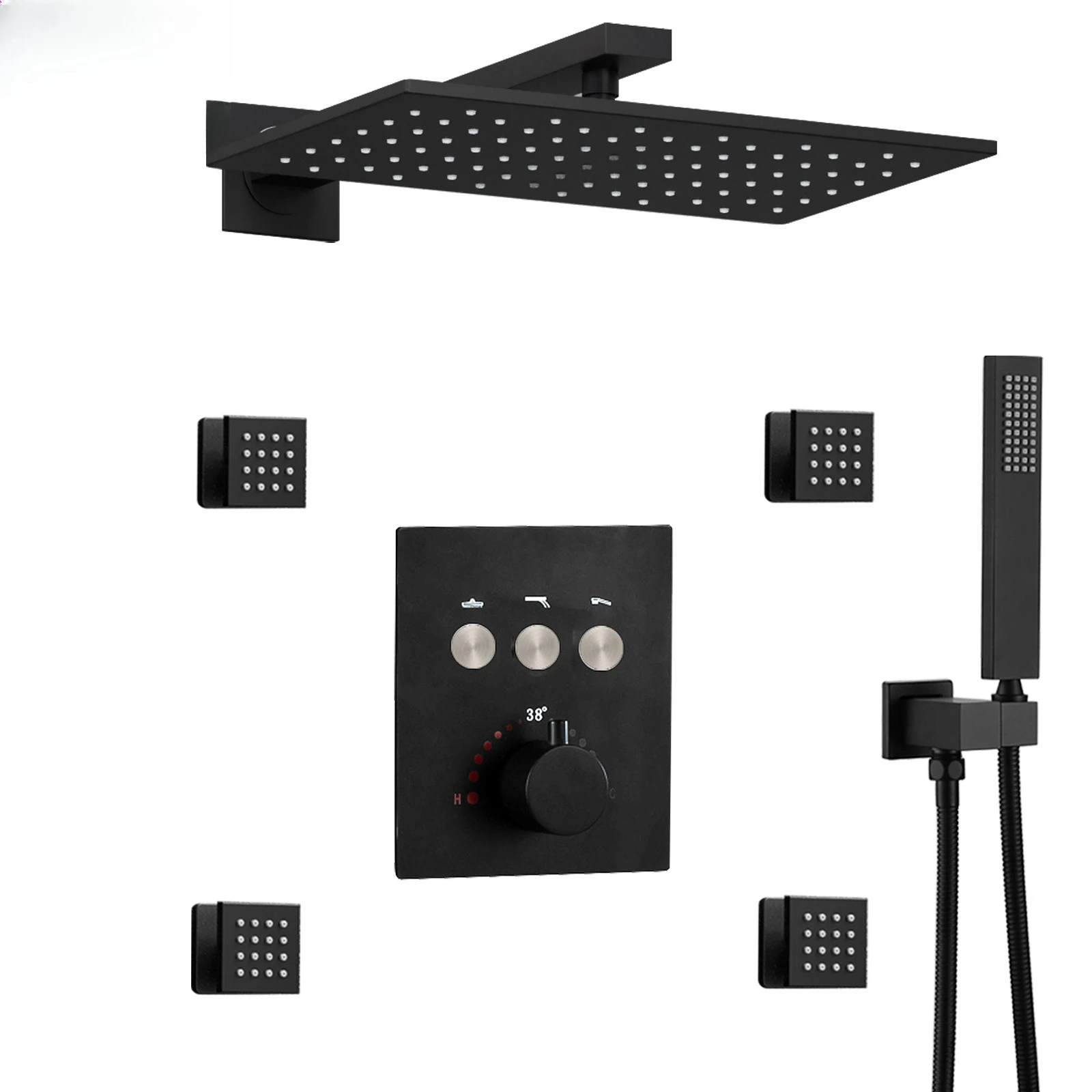 

Stainless steel shower head Simple concealed shower set Household multi-function constant temperature shower system Bathroom