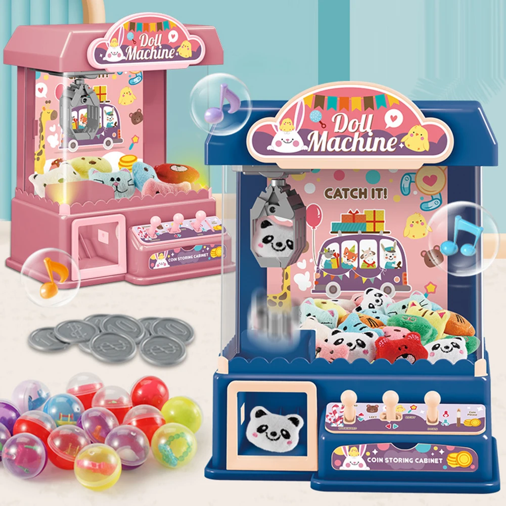 Doll Claw Machine Electronic Arcade Game Indoor Toy with Music Coin Operated Play Game Clip Doll Toy for Girls and Boy Kids Gift