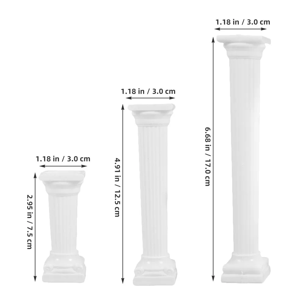 24Pcs Roman Column Cake Pillars Plastic Support Stands for Tiered Cake Wedding Party Decoration White Roman Support Rod