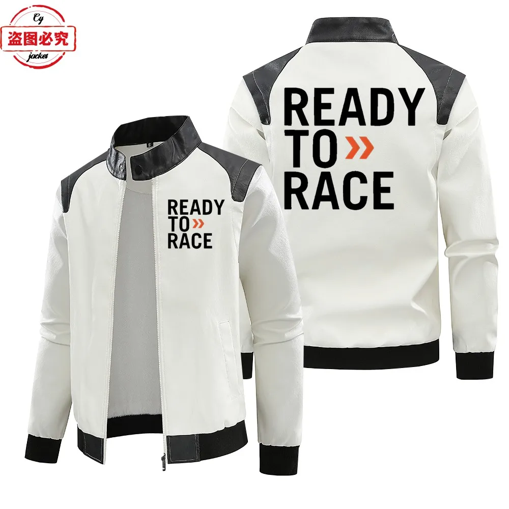 Ready To Race Printed Motocross Endurance PU Leather Windproof Autumn/Winter Men's Jacket