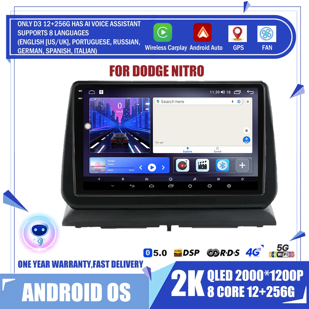 Android Car Radio for Dodge Nitro 2007-2011 Stereo Carplay Car Multimedia Player GPS Navigation Autoradio Head Unit Auto