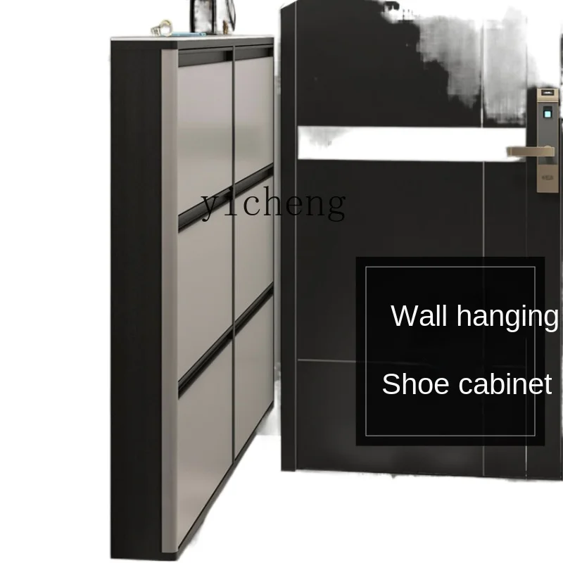 ZC Ultra-Thin Shoe Cabinet Hanging Wall Home Doorway Simple Home Tilting Shoe Cabinet