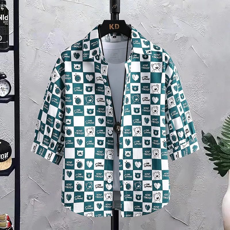 

Летняя мужская хлопковая рубашка с цветочным принтом, свободного кроя, с коротким рукавом, модная, дышащая, повседневная, молодежная, трендовая.