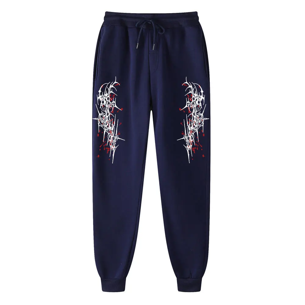 بنطال رجالي بتصميم برباط كبير الحجم للارتداء اليومي بنطال رياضي بطباعة شوكة بنطال رياضي مريح للركض #4