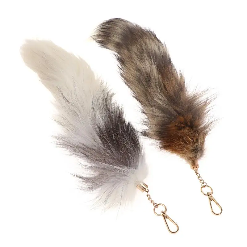 38cm großer, flauschiger Kunstfell-Fuchsschwanz-Schlüsselanhänger, Therian-Schwanz, Fuchsschwanz-Schlüsselanhänger, Pelzanhänger, Schlüsselanhänger, Geschenk für Frauen und Mädchen – Detail 5