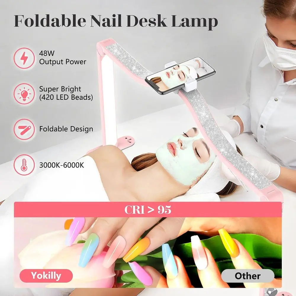 34 Adjustable LED Desk Lamp with Nail Holder for Bright Work Area or Manicure Station