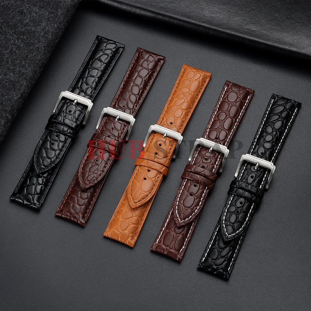 Bracelet Crocodile Pattern Design Watch Straps 12mm 14mm 16mm 17mm 18mm 19mm 20mm 21mm 22mm 24mm Leather Watchband Business Band