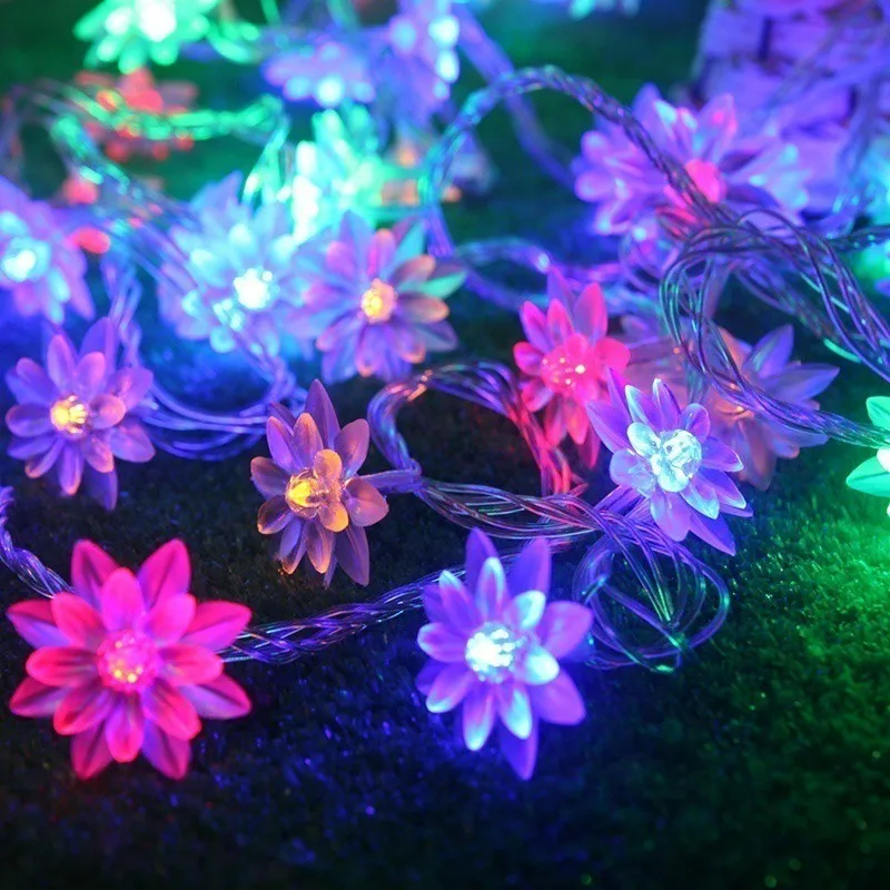 20/40/50leds Lotus Flowers String Light Christmas lights Indoor Home Party Decor