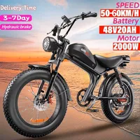 New EU  Warehouse C93 Electric eBike 2000w 20inch Fat Tire E-bike  55km/h 48V 20Ah Powerful Bicycle Steel Frame Adult Fatbike