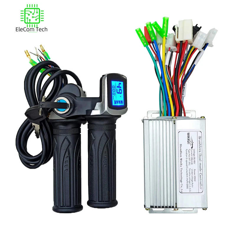 36V 48V 350W 18A E-Scooter Brushless Motor Universal Controller LCD Speed Display Throttle for Electric Bike Motorcycle Repair