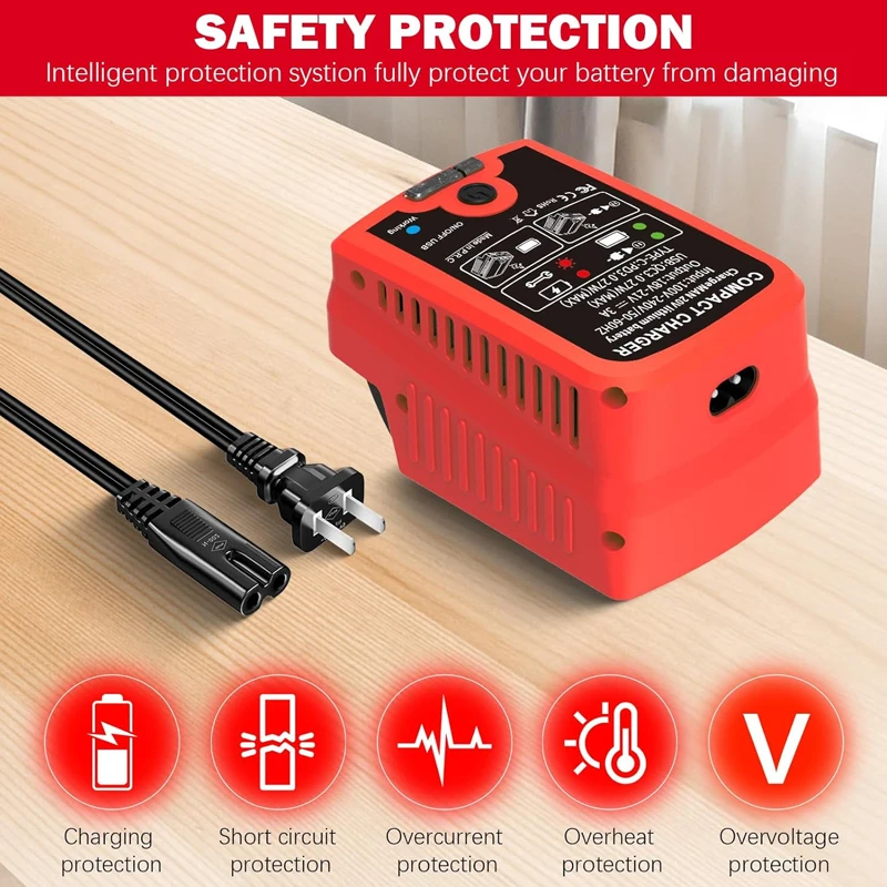 Craftsman 20V リチウムイオンバッテリー用高速ワイヤレス充電アダプター、旅行用 Type C&USB 出力付き、キャンプ用 3A 電話充電器