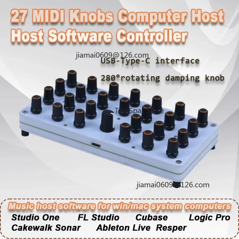 USB-C MIDI Controller with 15/27 Assignable Knobs Custom CC Control for Music Production Software