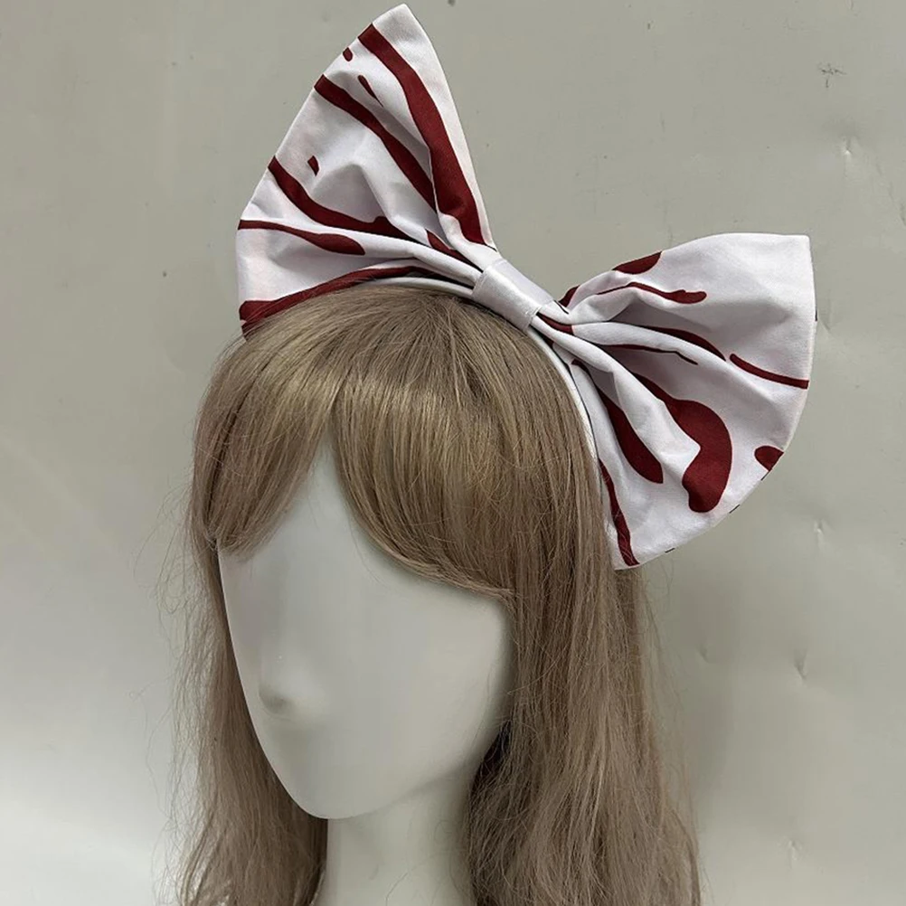

Blood Red Bowknot Headband Halloween Party Accessories Non Fading Cloth Material Long Lasting Use Special Occasions Everyday
