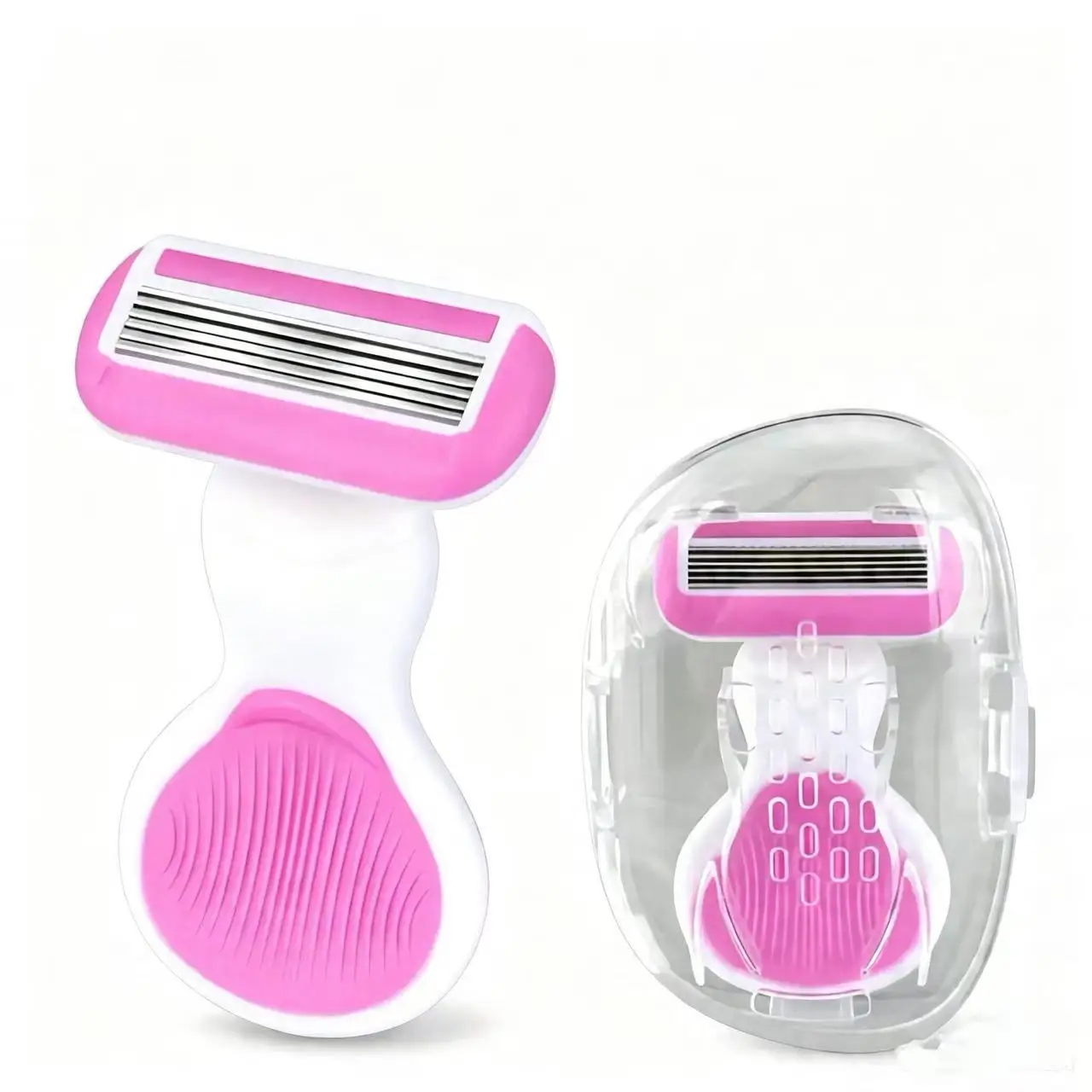 Mini Shell Women Manual Shaver, 6-Layer Blade Portable Hair Remover for Legs Underarm Arms Travel Shaving Tool
