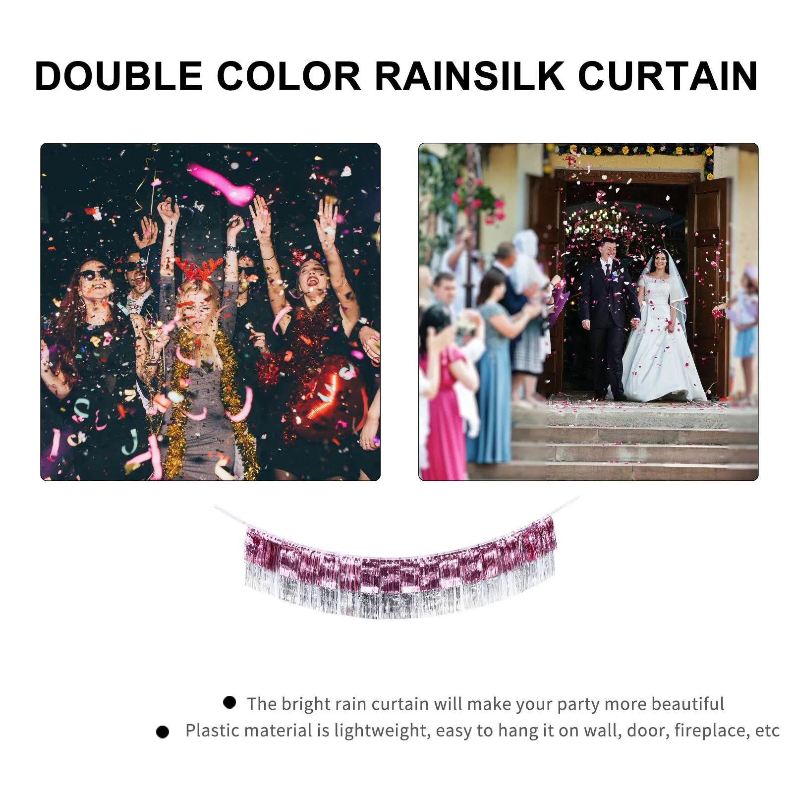 

1pc Rain Party Backdrop Decorations Wedding Birthday Baby Shower Festival Plastic Fringe Curtain Lightweight Easy Hang Wall Door