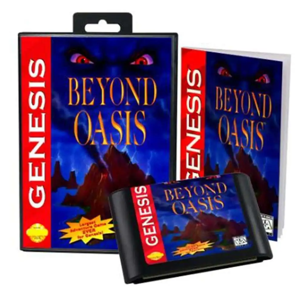 Más allá de Oasis con caja y manual para el sistema Megadrive Genesis de cartucho de juego Sega MD de 16 bits